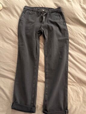 Ag Adriano Goldschmied Women's Straight-Leg Trousers in Charcoal Gray